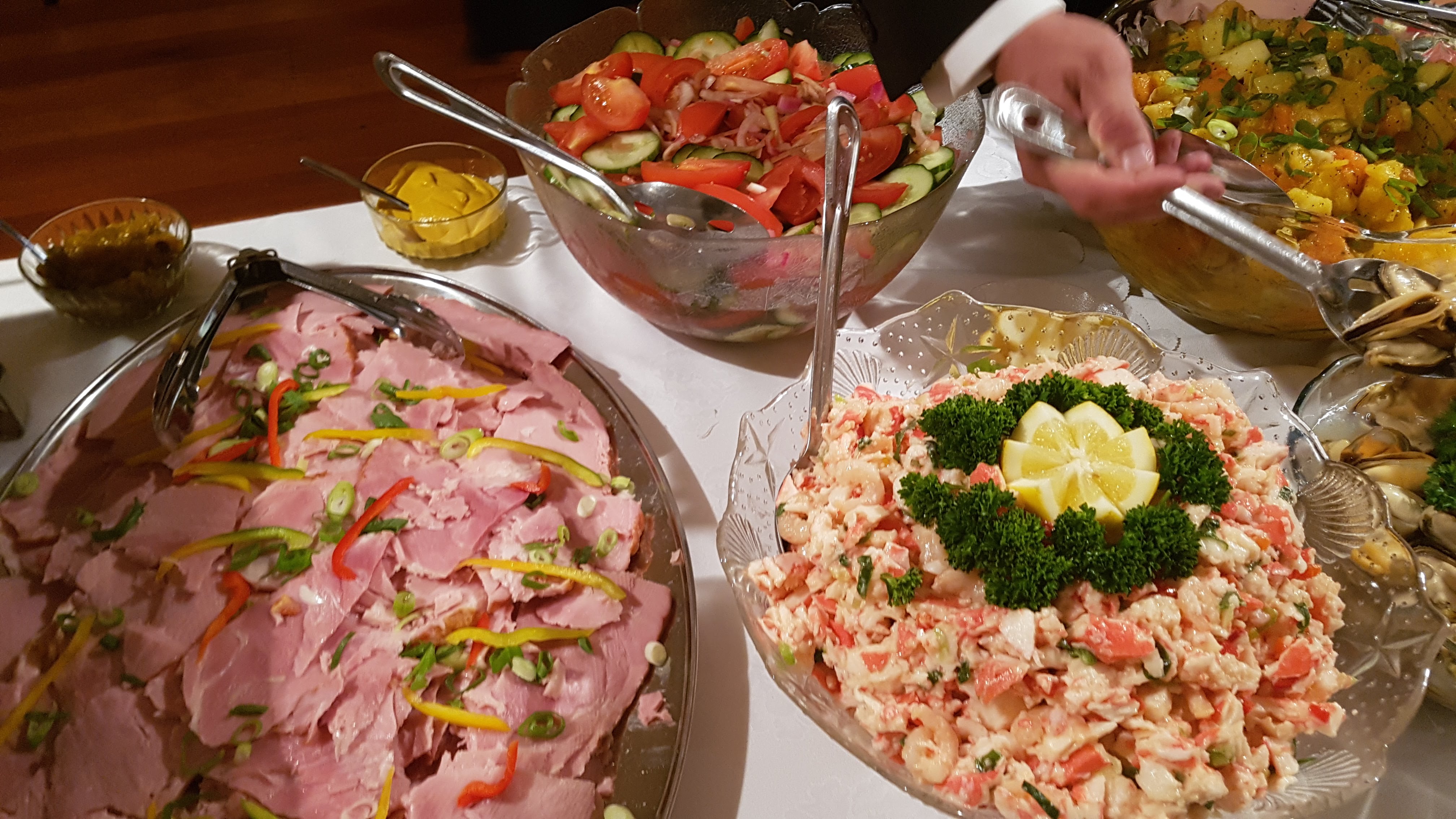 Cold ham and salads